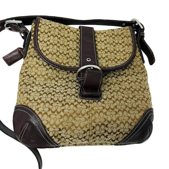 Vintage Coach Signature C Saddle Bag Crossbody Brown Tan - Picture 1 of 9